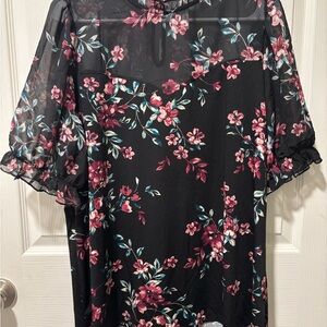Floral Sheer Black Blouse